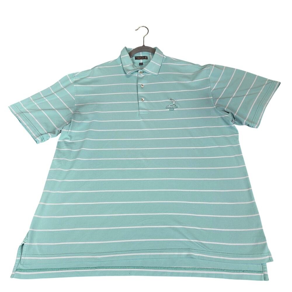 Peter Millar Summer Comfort Polo Pinehurst Putterboy L Mint Green Striped Shirt